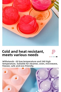 Detail of rose flower silicone ice mold showing food-grade texture and diverse colors