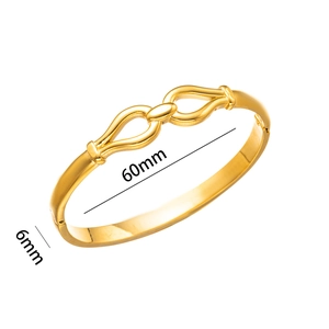 Polished gold stainless steel bangle with 60mm diameter and 6mm width minimalist design