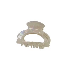 Elegant acetate shark hair claw clip in pearlescent off-white with France Handmade logo