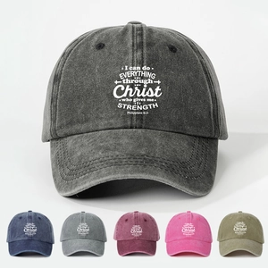 Cappello Da Baseball In Cotone Lavato Vintage Regolabile Stampa Versetto Biblico Cristiano Citazione Ispiratrice Berretto Da Sole