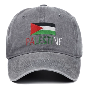 Palestine Flag Embroidery Baseball Cap Washed Cotton Vintage Retro Sun Protection Hat Adjustable For Men Women