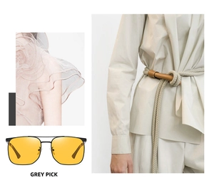 Chic fashion accessories set featuring black square sunglasses and woven rope knot belt