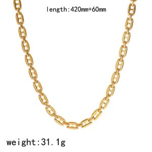 18k gold plated stainless steel chain necklace length 420mm+60mm weight 31.1g