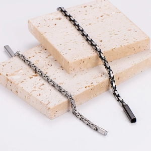 Byzantine King Chain Bracelet 304 Stainless Steel Woven Geometric Square Link Punk Hip Hop Streetwear For Men And Women