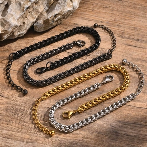 Men Stainless Steel Wheat Chain Bracelet Hip Hop Punk Jewelry With Adjustable Lobster Clasp