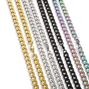 Classic stainless steel Cuban link necklaces in gold, silver and black finishes