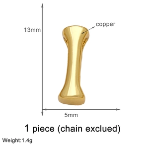Detailed view of 13mm gold-plated copper letter pendant with precise dimensions and weight
