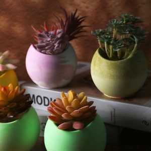 Mini piante grasse finte in vasi di ceramica marmorizzata per decorazione da scrivania