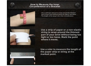 Guide for measuring wrist circumference for gold bracelet sizing using soft tape and paper