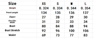 Size chart for pink sleeveless maxi dress with chest, waist, and length measurements