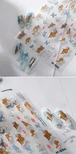 Detail of M-696 ultra-thin nail stickers with Chinese calligraphy and butterfly designs