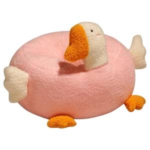 Pink white goose plush floor cushion with teddy fleece texture for kids seating