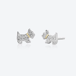 S925 Sterling Silver Scottie Dog Stud Earrings Rhinestone Puppy Pendant Necklace Cute Animal Bracelet For Women Fashion Jewelry