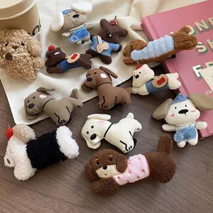 Cute Plush Puppy Bear Hair Clip Cartoon Animal 3D Fabric Alligator Clip For Girls Sweet Kawaii Hair Accessory