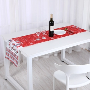 Christmas Table Runner Fabric Snowflakes Gnomes Reindeer Pattern Xmas Holiday Dinner Party Decoration Festive Home Decor