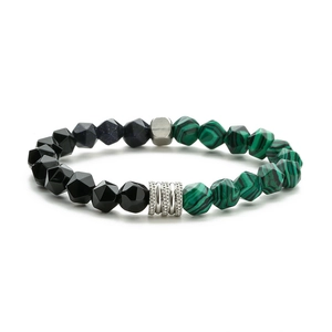 Bracelet minimaliste pour hommes avec malachite, pierres oeil de tigre et acier