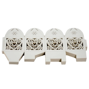 Flat layout of laser cut heart wedding favor box in cream white paper cardboard