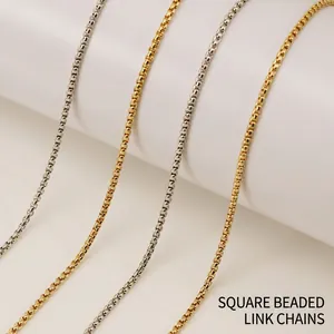 Minimalist Box Chain Necklace 18K Gold Plated Titanium Steel Non-Fading Clavicle Chain Jewelry For Men Women Square Link