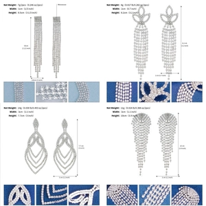 Detail view of silver long tassel earrings with irregular stars and white zircon stones
