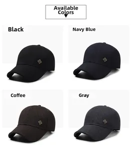 Grille détaillée de casquettes de baseball pour hommes en noir, bleu, café et gris