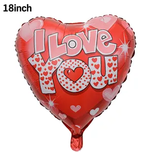 18-inch red heart-shaped foil balloon with I Love You print for Valentine's Day decor