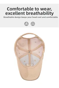 Détails de l'intérieur de la casquette avec mesh respirant, coutures et doublure coton