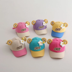 Casquette de Baseball Patchwork de Dessin Animé pour Enfants Avec Oreilles Peluche 3D Abeille Fleur Chapeau de Soleil Coton