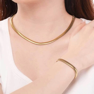 Gioielli Di Moda Minimalisti In Acciaio Inossidabile Collana E Bracciale A Catena A Spina Di Pesce Piatta Maglia Di Osso Di Serpente Regolabile