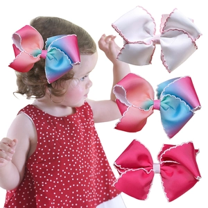 Lot de nœuds papillon pour cheveux en ruban gros-grain arc-en-ciel pour filles