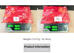 Comparaison de poids entre taille S (417g) et XL (461g) pour la robe longue à motif rouge