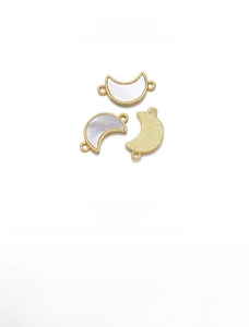Detailed view of 18*10mm 18K gold plated moon pendant with white shell for DIY jewelry
