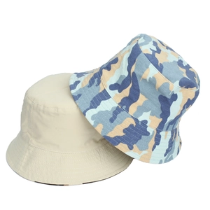 Classic cotton camouflage and beige bucket hats for outdoor hiking sun protection