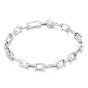 Paperclip Chain Bracelet Stainless Steel Minimalist Hip Hop Link Wristband Jewelry For Men And Women