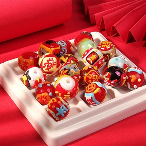 Colorful DIY ceramic beads with traditional patterns for Year of the Horse jewelry making