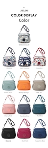 Detailed multi-color selection of lightweight nylon crossbody bags with zip pockets