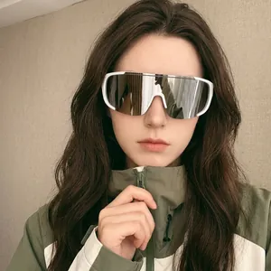 Oversized Integrated Shield Sunglasses UV400 Windproof PC Outdoor Cycling Sports Futuristic Eyewear For Men Women
