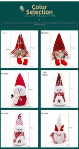 Detailed size chart for plush Christmas gnome and snowman floral bouquet decorations