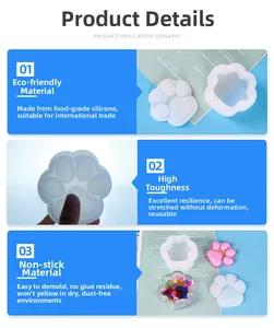 Macro detail of cat paw storage box silicone mold with high flexibility for DIY resin art