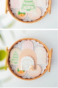 Detailed Christmas cookie stamps showing Merry Christmas and tree embossed patterns