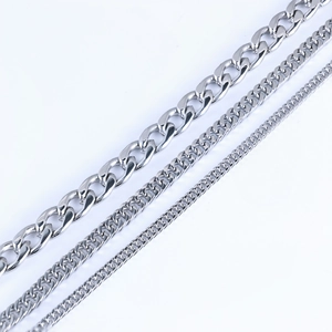 Stainless Steel Cuban Link Necklace Silver Tone High Polish Minimalist Curb Chain Fashion Jewelry Unisex