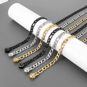 Herren 10mm Gliederketten aus Edelstahl in Gold, Silber und Schwarz im Figaro-Stil