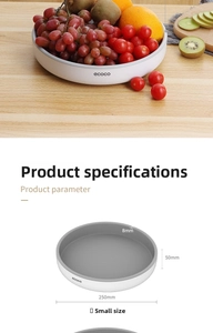 Close-up of small round rotating organizer tray with 250mm diameter dimensions