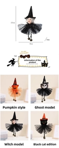 Detail view of 15cm Halloween hanging charms with fabric mesh and small metal bells