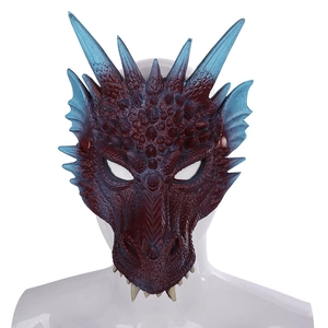 Máscara de dragón 3D roja y azul de espuma de PU para Halloween y fiestas de carnaval