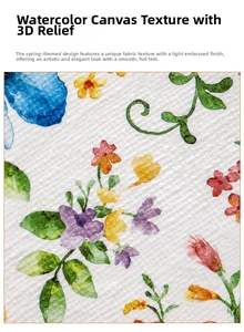 Detailed macro view of 9-inch ceramic plate with watercolor floral pattern and embossed texture
