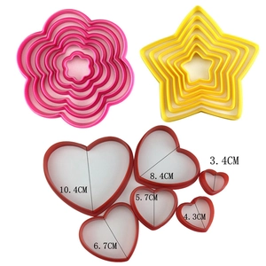 Plastic Cookie Cutter Star Heart Flower Shapes Multi-Size Nesting For Baking Fondant Cake Decorating DIY