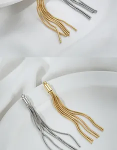 Detailed view of 14K gold and silver plated snake chain tassels for DIY jewelry making