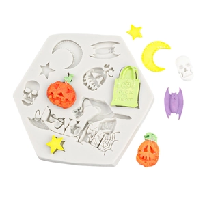 Stampo in silicone Halloween con zucca, teschio e pipistrello per cioccolato o resina