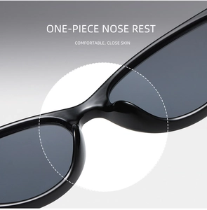 Macro shot of one-piece nose rest on black metal sunglasses for comfort and fit