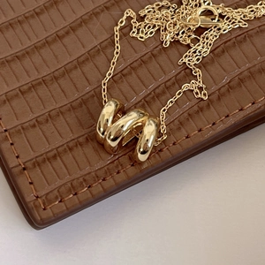 925 Sterling Silver Ripple Texture Interlocking Circles Pendant Necklace Geometric Wave Minimalist Jewelry For Women